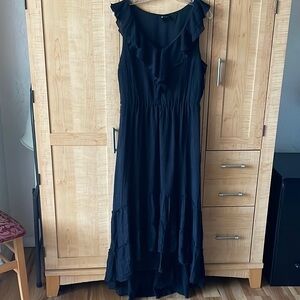 Black Ruched High Low Cocktail Dress